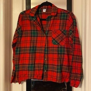 [Old Navy] red and green plaid flannel pajama set womens medium